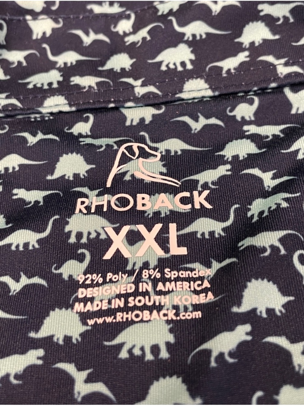 Rhoback Polo Shirt Men's 2xl Blue Dinosaur Golf Performance Stretch Logo - Picture 4 of 7